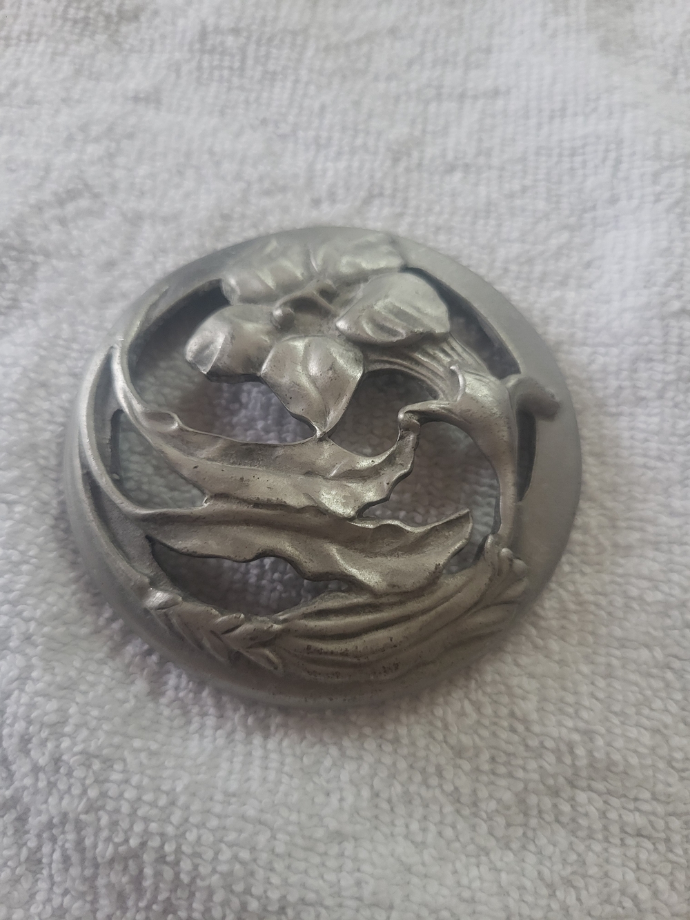 VINTAGE 1988 SEAGULL PEWTER CANADA ROSE PATTERN LIDPOTPOURRI GLASS